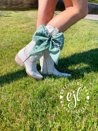 I Love Country Embroidered Bandana Boot Bow© / Country Western Bandana