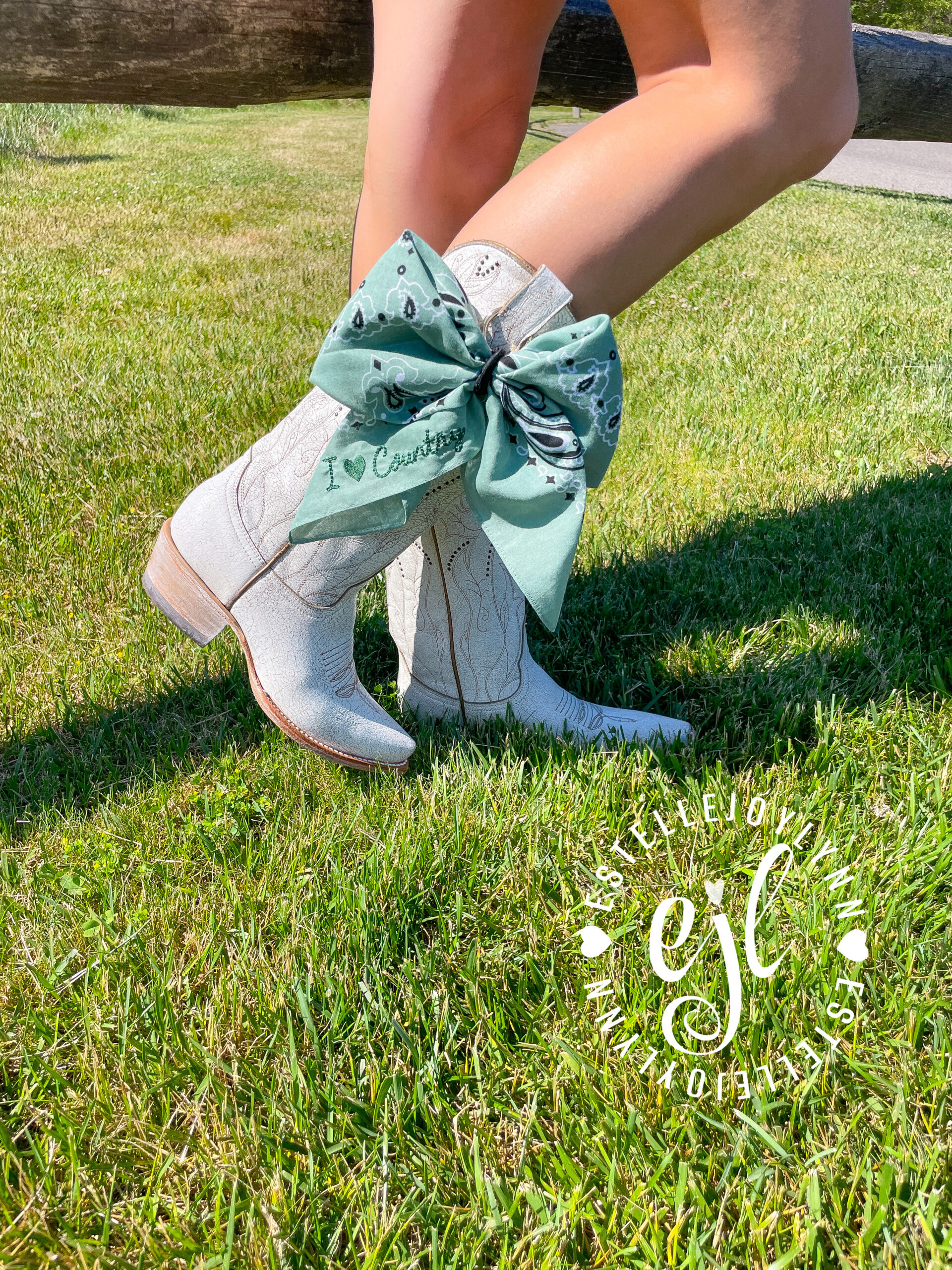 I Love Country Embroidered Bandana Boot Bow© / Country Western Bandana