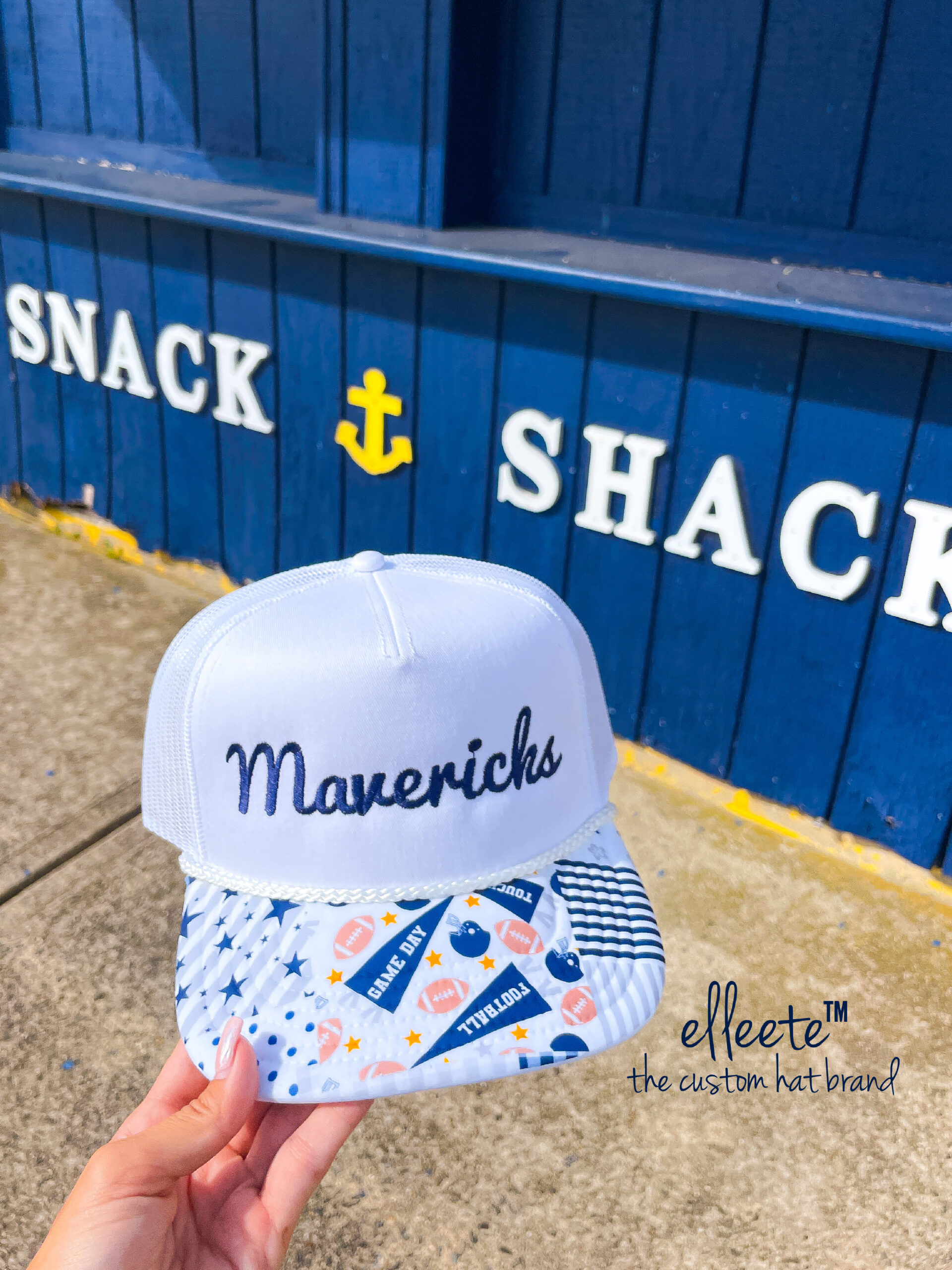 School Spirit Custom Embroidered Patchwork Pennant Trucker Hat - Image 4