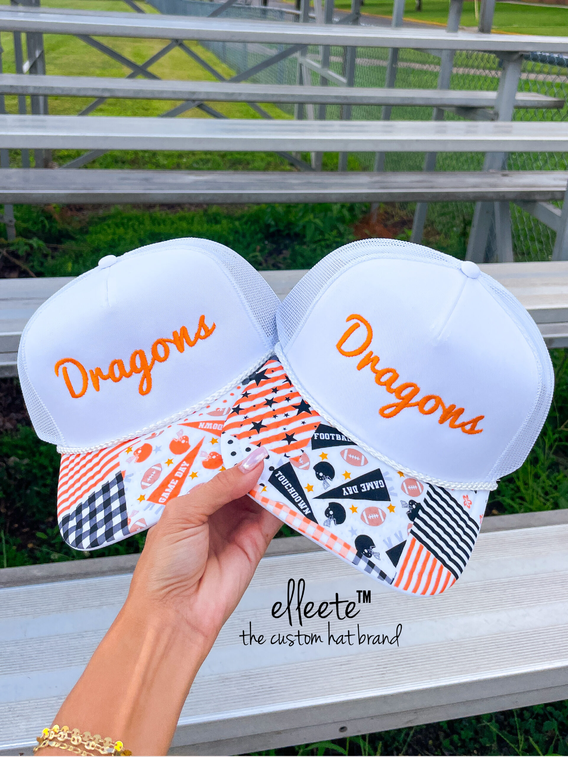 School Spirit Custom Embroidered Patchwork Pennant Trucker Hat - Image 5