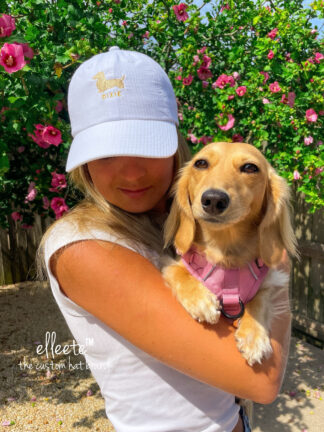 Dachshund Seersucker Customized Ball Cap