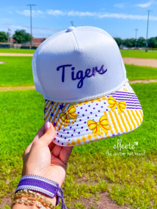Baseball and Softball School Spirit Custom Embroidered Patchwork Trucker Hat
